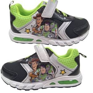 Disney‎ Pixar Toy Story Boy's Lighted Athletic Sneaker, Black/Green size 11 New